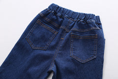 AO0508-79  طقم ولادي قطعتين ( بلوزة مع قبة قميص و ببيونة + بنطلون جينز)