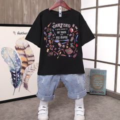 SS-2361B طقم ولادي قطعتين ( بلوزة قطنية + بنطلون جينز)