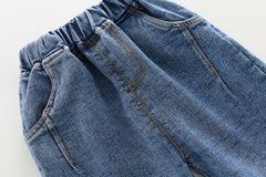 AO0508-42 طقم جينز 3 قطع ( بلوزة قطنية + جكيت كتان + بنطلون جينز)