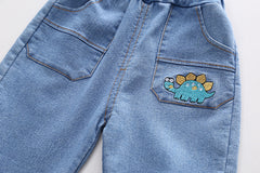 AO0508-75 طقم ولادي 3 قطع ( بلوزة قطنية + جكيت كتان + بنطلون جينز )