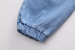 AO0508-75 طقم ولادي 3 قطع ( بلوزة قطنية + جكيت كتان + بنطلون جينز )