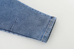 AO0508-42 طقم جينز 3 قطع ( بلوزة قطنية + جكيت كتان + بنطلون جينز)