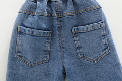 AO0508-42 طقم جينز 3 قطع ( بلوزة قطنية + جكيت كتان + بنطلون جينز)