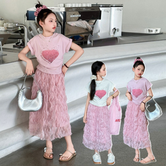 RM150424-37 طقم بناتي صيفي ( بلوزة + تنورة)