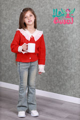 RM171223-8 طقم بناتي شتوي قطعتين ( بلوز صوف + بنطلون جينز مبطن فرو )