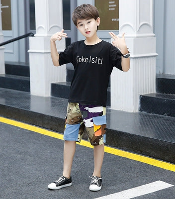 AO1128-65 طقم شورت قطعتين ( بلوزة قطنية + شورت كتان ناعم )