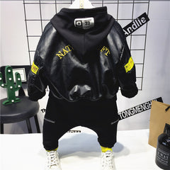 SA-019 طقم فخم 3 قطع ( جكيت جلد + بلوزة قطنية + بنطلون )