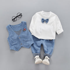 AO1023-14 طقم بدلة 4 قطع( بلوزة + بنطلون + فست+ ببيونة)