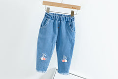 AO0111-22 طقم 3 قطع ( بلوزة مع قبة + فست + بنطلون جينز ناعم )