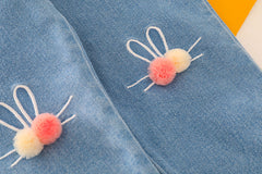 AO0111-22 طقم 3 قطع ( بلوزة مع قبة + فست + بنطلون جينز ناعم )