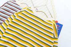 AO0111-45 طقم أفرهول (بلوزة مخططة + أفرهول كتان ناعم )