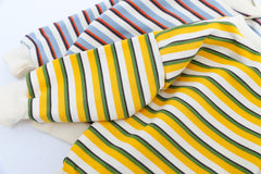 AO0111-45 طقم أفرهول (بلوزة مخططة + أفرهول كتان ناعم )