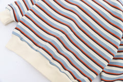 AO0111-45 طقم أفرهول (بلوزة مخططة + أفرهول كتان ناعم )