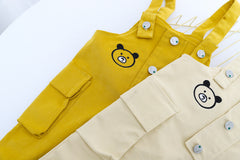 AO0111-45 طقم أفرهول (بلوزة مخططة + أفرهول كتان ناعم )