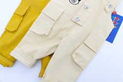 AO0111-45 طقم أفرهول (بلوزة مخططة + أفرهول كتان ناعم )