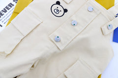 AO0111-45 طقم أفرهول (بلوزة مخططة + أفرهول كتان ناعم )