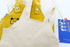 AO0111-45 طقم أفرهول (بلوزة مخططة + أفرهول كتان ناعم )