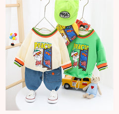 AO0111-04 طقم جينز قطعتين ( بلوزة قطنية + بنطلون جينز )