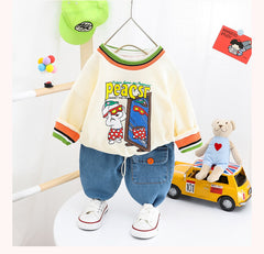 AO0111-04 طقم جينز قطعتين ( بلوزة قطنية + بنطلون جينز )