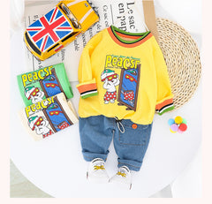 AO0111-04 طقم جينز قطعتين ( بلوزة قطنية + بنطلون جينز )