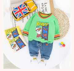 AO0111-04 طقم جينز قطعتين ( بلوزة قطنية + بنطلون جينز )