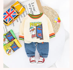 AO0111-04 طقم جينز قطعتين ( بلوزة قطنية + بنطلون جينز )