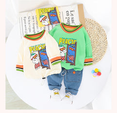 AO0111-04 طقم جينز قطعتين ( بلوزة قطنية + بنطلون جينز )