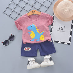 SA-033 طقم ولادي قطني قطعتين ( بلوزة + شورت)