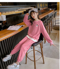 AO0505-02 طقم بناتي سبورت قطني ( بلوزة + بنطلون)