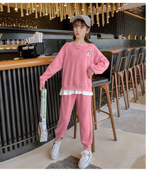 AO0505-02 طقم بناتي سبورت قطني ( بلوزة + بنطلون)