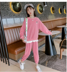 AO0505-02 طقم بناتي سبورت قطني ( بلوزة + بنطلون)