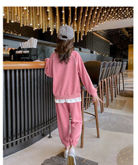 AO0505-02 طقم بناتي سبورت قطني ( بلوزة + بنطلون)