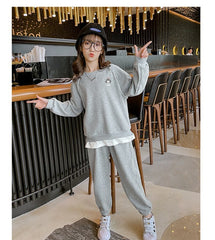 AO0505-02 طقم بناتي سبورت قطني ( بلوزة + بنطلون)