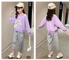 AO0505-18 بدلة رياضية قطنية دافئة ( بلوزة + بنطلون) ربيعية وخريفية