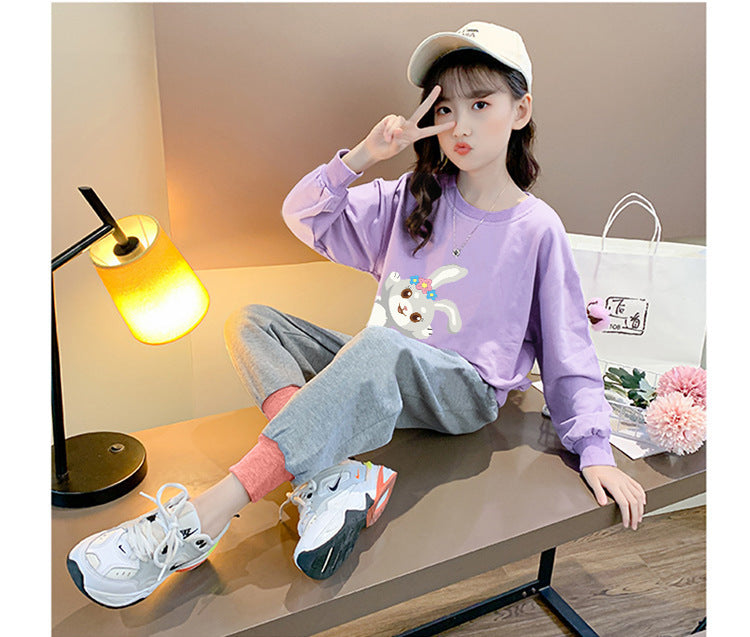 AO0505-18 بدلة رياضية قطنية دافئة ( بلوزة + بنطلون) ربيعية وخريفية