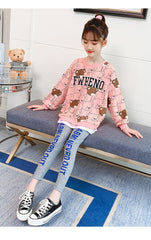 AO0505-23 بدلة قطنية ( بلوزة + بنطلون فيزون) ربيعية خريفية عالية الجودة