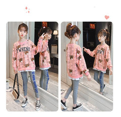 AO0505-23 بدلة قطنية ( بلوزة + بنطلون فيزون) ربيعية خريفية عالية الجودة