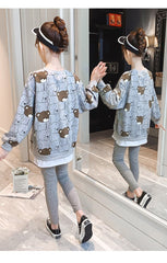 AO0505-23 بدلة قطنية ( بلوزة + بنطلون فيزون) ربيعية خريفية عالية الجودة