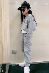 AO0505-37 طقم قطني بناتي ( بلوزة قطعتين + بنطلون )