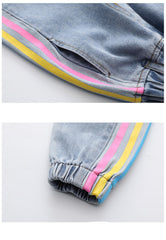 AO0505-58 طقم جيز مميز خريفي دافي ( بلوزة قطنية ثقيلة + بنطلون جينز ناعم )