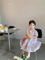 AO0507-34 فستان صيفي بارد ومورد بتصميم عصري جذاب