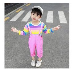 AO0507-36 طقم أفرهول بجي قطعتين ( بلوزة قطنية دافئة + أفرهول كتان)