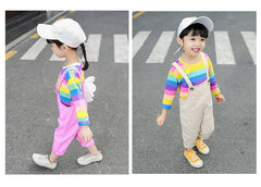 AO0507-36 طقم أفرهول بجي قطعتين ( بلوزة قطنية دافئة + أفرهول كتان)