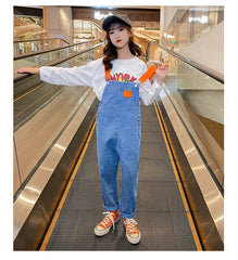 AO0507-98 طقم بناتي قطعتين ( افرهول جينز + بلوزة)