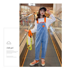 AO0507-98 طقم بناتي قطعتين ( افرهول جينز + بلوزة)