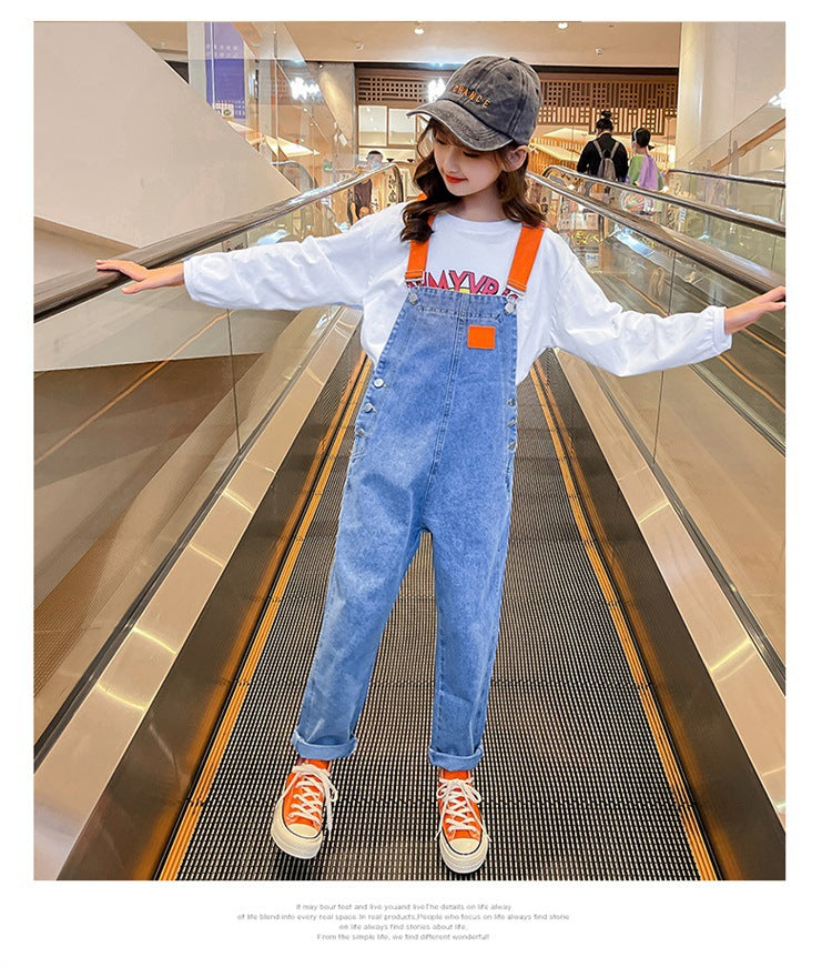 AO0507-98 طقم بناتي قطعتين ( افرهول جينز + بلوزة)