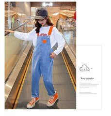 AO0507-98 طقم بناتي قطعتين ( افرهول جينز + بلوزة)