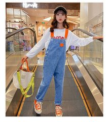 AO0507-98 طقم بناتي قطعتين ( افرهول جينز + بلوزة)