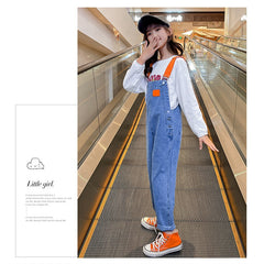 AO0507-98 طقم بناتي قطعتين ( افرهول جينز + بلوزة)