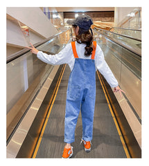 AO0507-98 طقم بناتي قطعتين ( افرهول جينز + بلوزة)